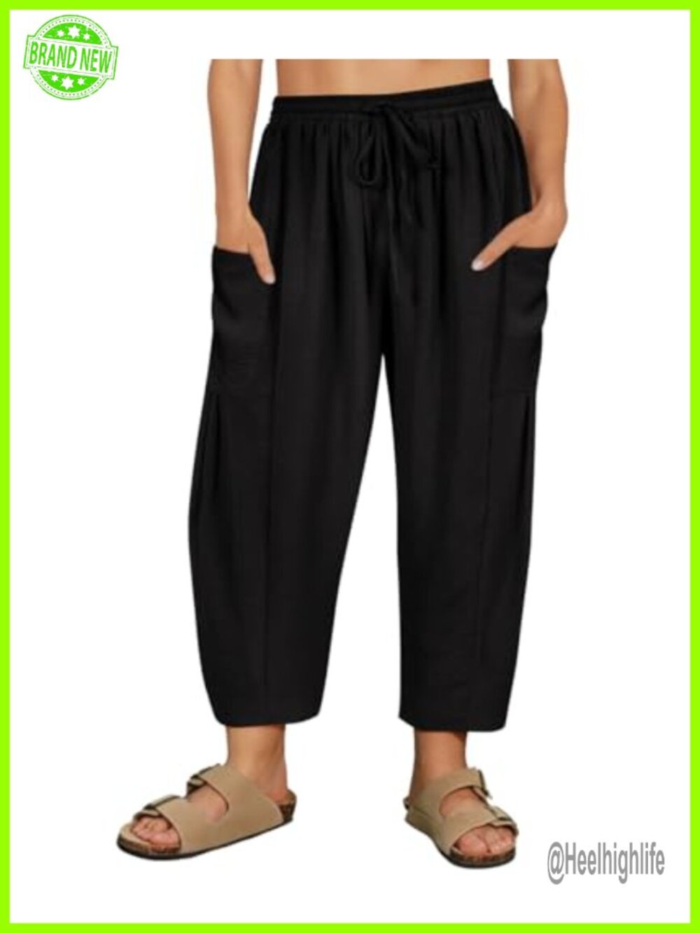 Plus Size Wide Leg Palazzo Harem Pants Drawstring Ankle Pockets Lightweight